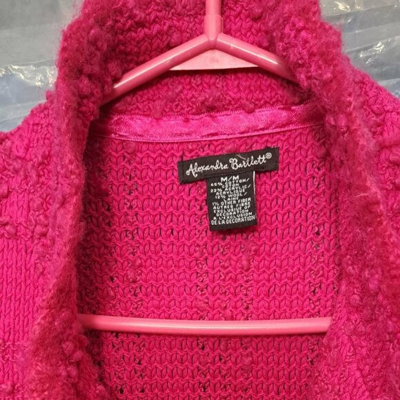 Alexandra Bartlett Hot Pink Knee Length Textured Bouclé Knit Cardigan - Picture 1 of 6